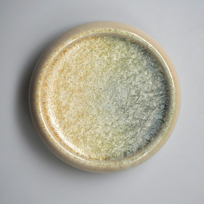Handmade Kiln Transmutation Ceramic Pine Needle Pattern Saucer