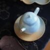 Handmade Kiln Transmutation Ceramic Pine Needle Pattern Kung Fu Teapot
