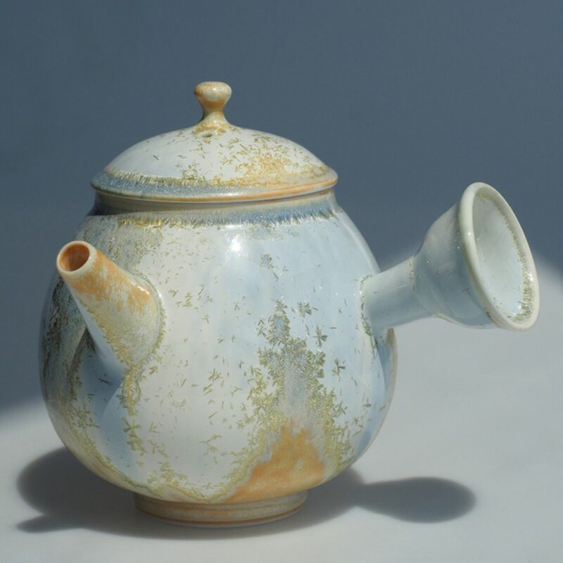 Handmade Kiln Transmutation Ceramic Pine Needle Pattern Kung Fu Teapot