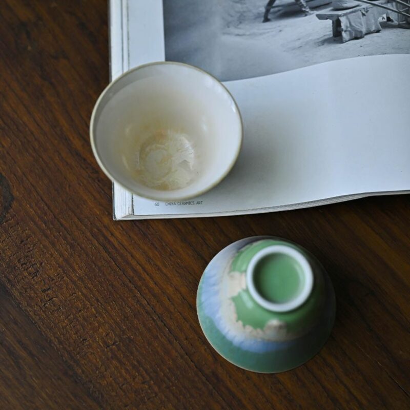 Kiln Transmutation Ceramic Gradient Green Tea Cup