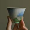 Kiln Transmutation Ceramic Gradient Green Tea Cup