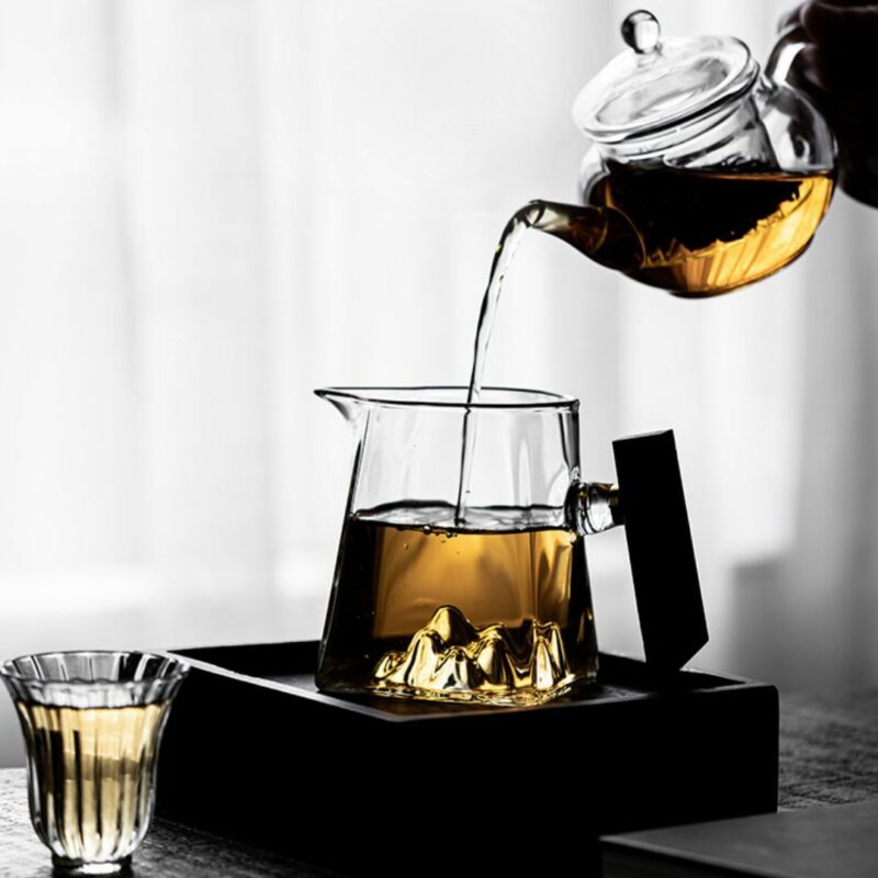 Glass Tea Cup with Wooden Handle