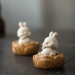 Handmade Zisha Yixing Clay Smiling Rabbit Sitting On The Ground Tea Pet