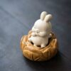 Handmade Zisha Yixing Clay Smiling Rabbit Sitting On The Ground Tea Pet