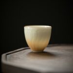 Vintage Ceramic Flower Petal Pattern Gradient Yellow Tea Cup