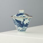 Handmade Qinghua Wucai Ceramic Dance of the Peacock 100ml Gaiwan
