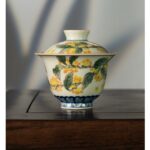 Handmade Qinghua Wucai Ceramic A Garden of Osmanthus 100ml Gaiwan