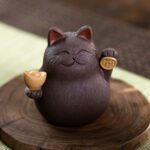 Creative Zisha Yixing Clay Yuanbao Wealth Attracting Cat Tea Pet