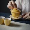 Colored Glaze Ceramic Moon Yellow 140ml Gaiwan (11) Colored Glaze Ceramic Moon Yellow 140ml Gaiwan