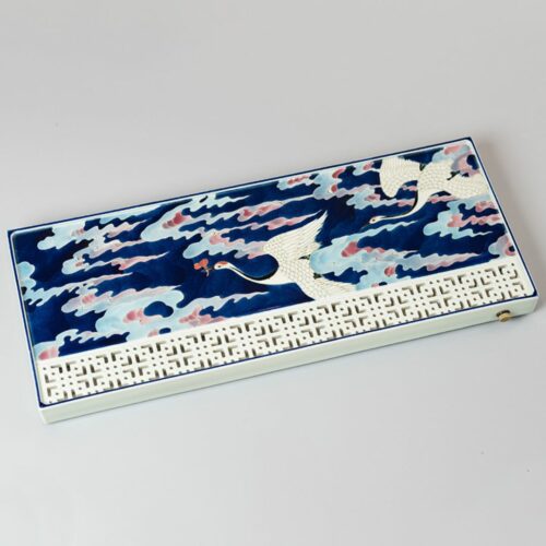 Hand-painted Creative Wucai Ceramics Fairy Crane Gongfu Tea Tray