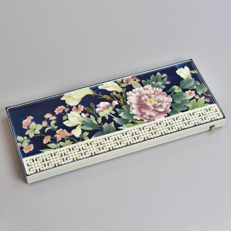 Hand-painted Creative Wucai Ceramics Moonlit Peony Kung Fu Tea Tray