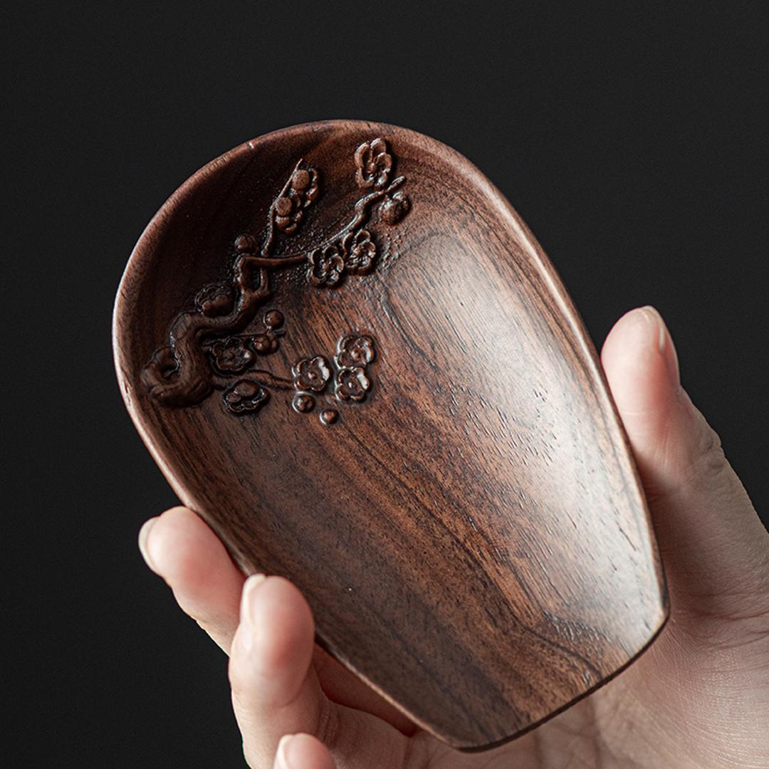 Aesthetic Walnut Plum Blossom Carving Kung Fu ChaZe - China Tea Spirit
