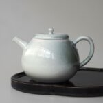 Gradient Glaze Ceramic Milky Moss Green 200ml Big Pear Kung Fu Teapot