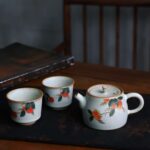 Hand painted Aesthetic Ceramic Persimmon Kung Fu Teapot