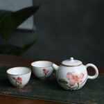 Hand painted Aesthetic Ceramic Lotus Kung Fu Teapot