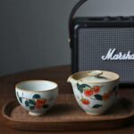 Hand painted Aesthetic Ceramic Persimmon Grabpot Gaiwan