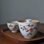 Hand painted Aesthetic Ceramic Nandina domestica Grabpot Gaiwan