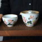 Hand painted Aesthetic Ceramic Begonia Grabpot Gaiwan