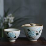 Hand painted Aesthetic Ceramic Hydrangea Grabpot Gaiwan