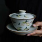 Hand painted Aesthetic Ceramic Magnolia Gaiwan