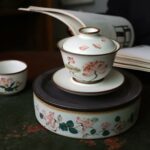 Hand painted Aesthetic Ceramic Lotus Gaiwan