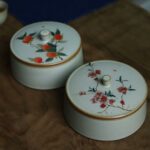 Hand painted Aesthetic Ceramic Persimmon Tea Jar