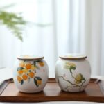 Hand painted Aesthetic Ceramic Loquat Tea Jar