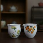 Hand painted Aesthetic Ceramic Persimmon Fair Cup Gong Dao Bei