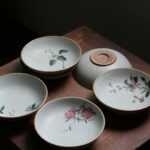 Hand painted Aesthetic Ceramic Loquat Kung Fu Tea Boat