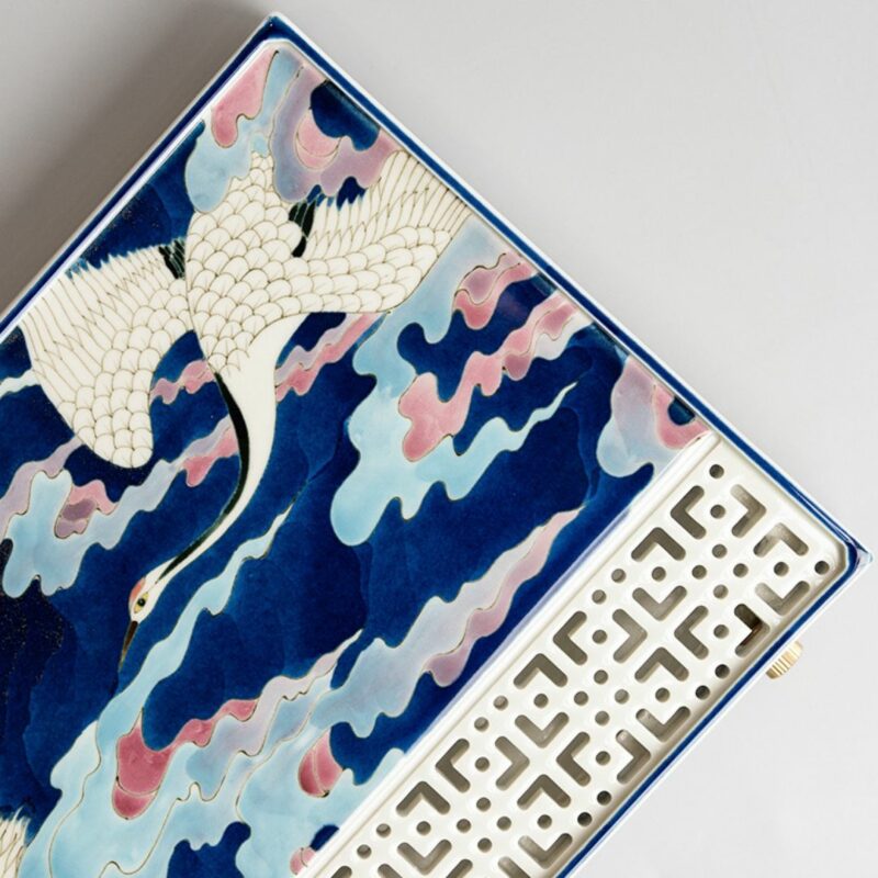 Hand-painted Creative Wucai Ceramics Fairy Crane Gongfu Tea Tray