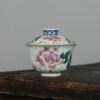 Handmade Wucai Qinghua Ceramic Poeny Blossom 110ml Gaiwan