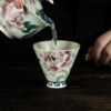 Handmade Wucai Qinghua Ceramic Poeny Blossom 110ml Gaiwan