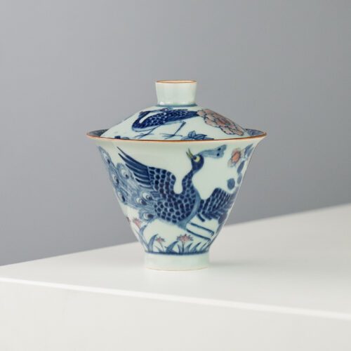 Handmade Hand-painted Ceramic Dance Of The Peacock 100ml Gaiwan (1)