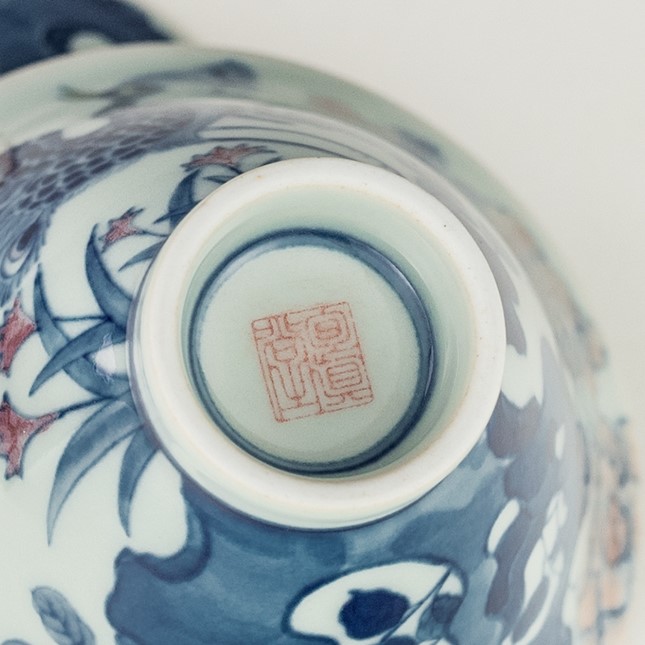 Handmade Hand-painted Ceramic Dance Of The Peacock 100ml Gaiwan (1)