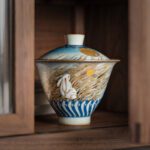 Handmade Hand-painted Ceramic Jade Rabbit’s Gaze 120ml Gaiwan