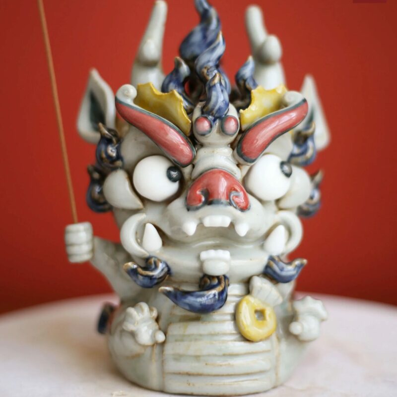 Handmade Creative Ceramic Baby Dragon Incense Holder Tea Pet