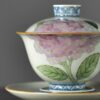 Hand-painted Vintage Ceramics Butterfly dance in hydrangea Gaiwan Tea Set