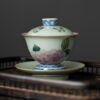 Hand-painted Vintage Ceramics Butterfly dance in hydrangea Gaiwan Tea Set