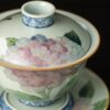 Hand-painted Vintage Ceramics Butterfly dance in hydrangea Gaiwan Tea Set