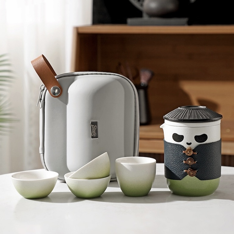 Creative Ceramic Panda Travel Kung Fu Tea Set (3)