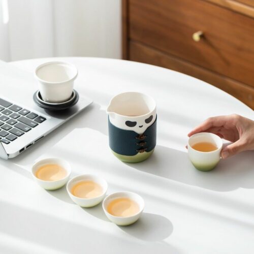 Creative Ceramic Panda Travel Kung Fu Tea Set (3)