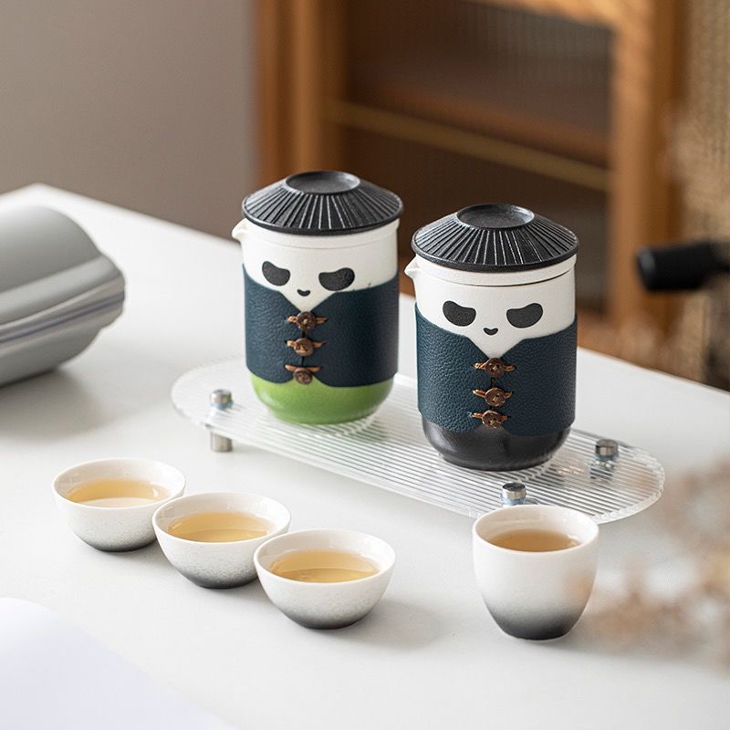 Creative Ceramic Panda Travel Kung Fu Tea Set (3)