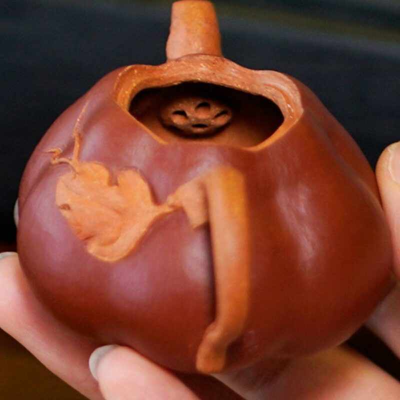253-4 Half Handmade Duanni Mini Pumpkin 65ml Yixing Teapot