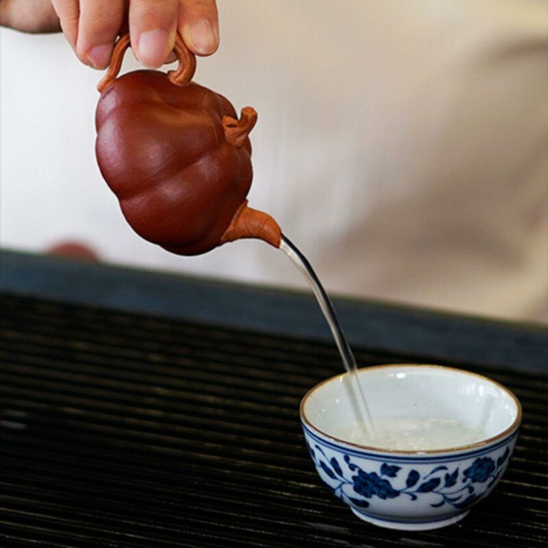 253-5 Half Handmade Duanni Mini Pumpkin 65ml Yixing Teapot