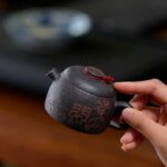 Vintage Calligraphy Carving Zini 130ml Ju Lun Yixing Teapot