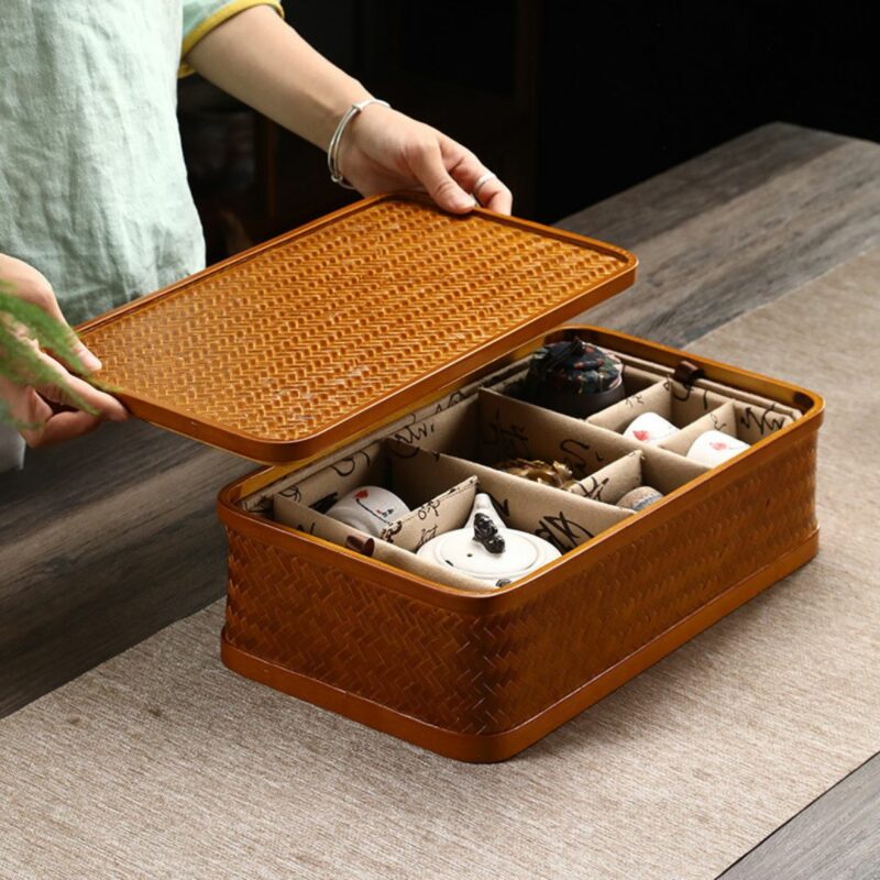 Handmade Aesthetic Bamboo Woven Basket Storage Case