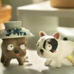 Handmade Ceramic Cute Little Peeing French Bulldog Tea Pet