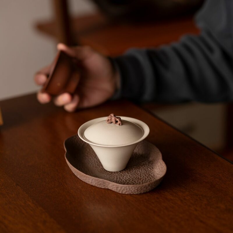 Handmade Porcelain White Duanni Taihu Lake Stone Gaiwan