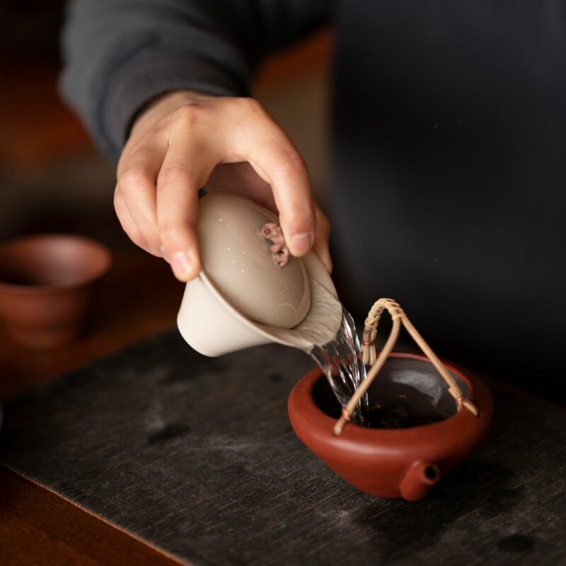 Handmade Porcelain White Duanni Taihu Lake Stone Gaiwan