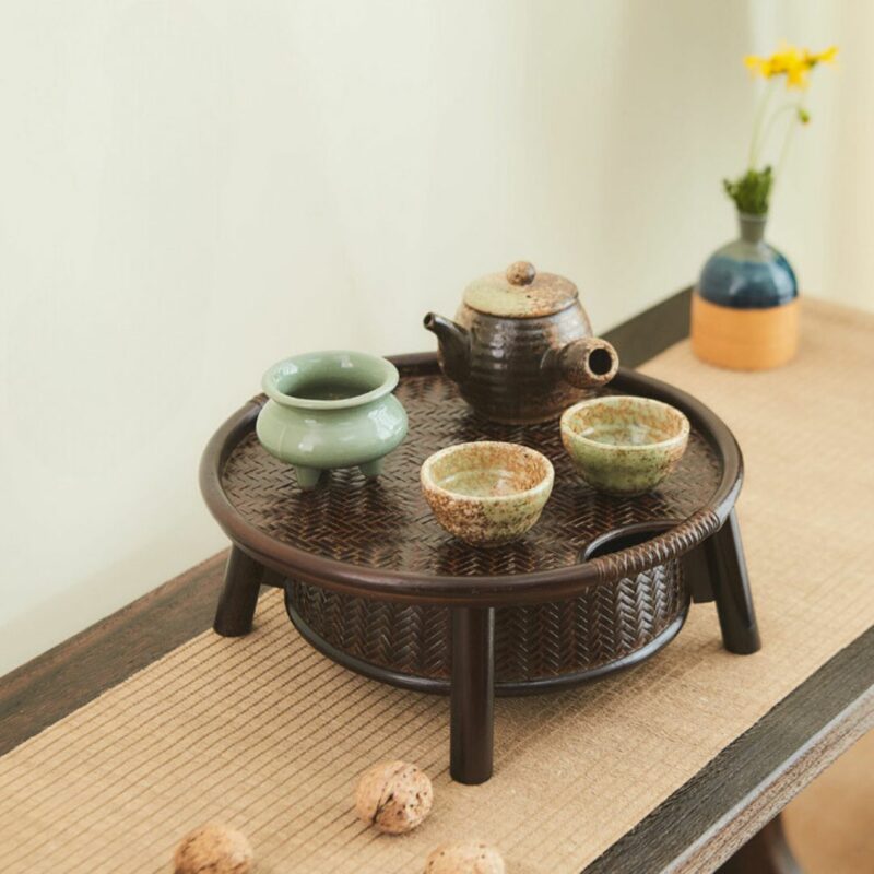 Handmade Zen Style Bamboo Woven Storage Case Tea Table (3) Handmade Zen Style Bamboo Woven Storage Case Tea Table